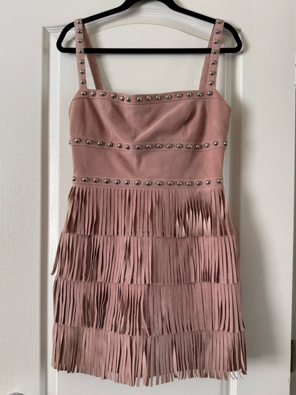 X by NBD Pink Suede Fringe Mini Dress